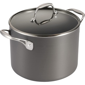 image:imageTramontina Hard Anodized Non Stick 8Quart Stock Pot with Glass Lid Pasta Pot with Reinforced Nonstick Coating Oven SafeStock Pot