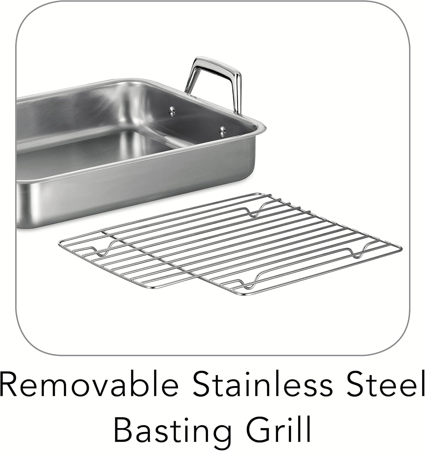 image:imageTramontina 135Inch Stainless Steel Roasting Pan with Rack Turkey Roaster for Oven Dishwasher Safe Made in Brazil135Inch