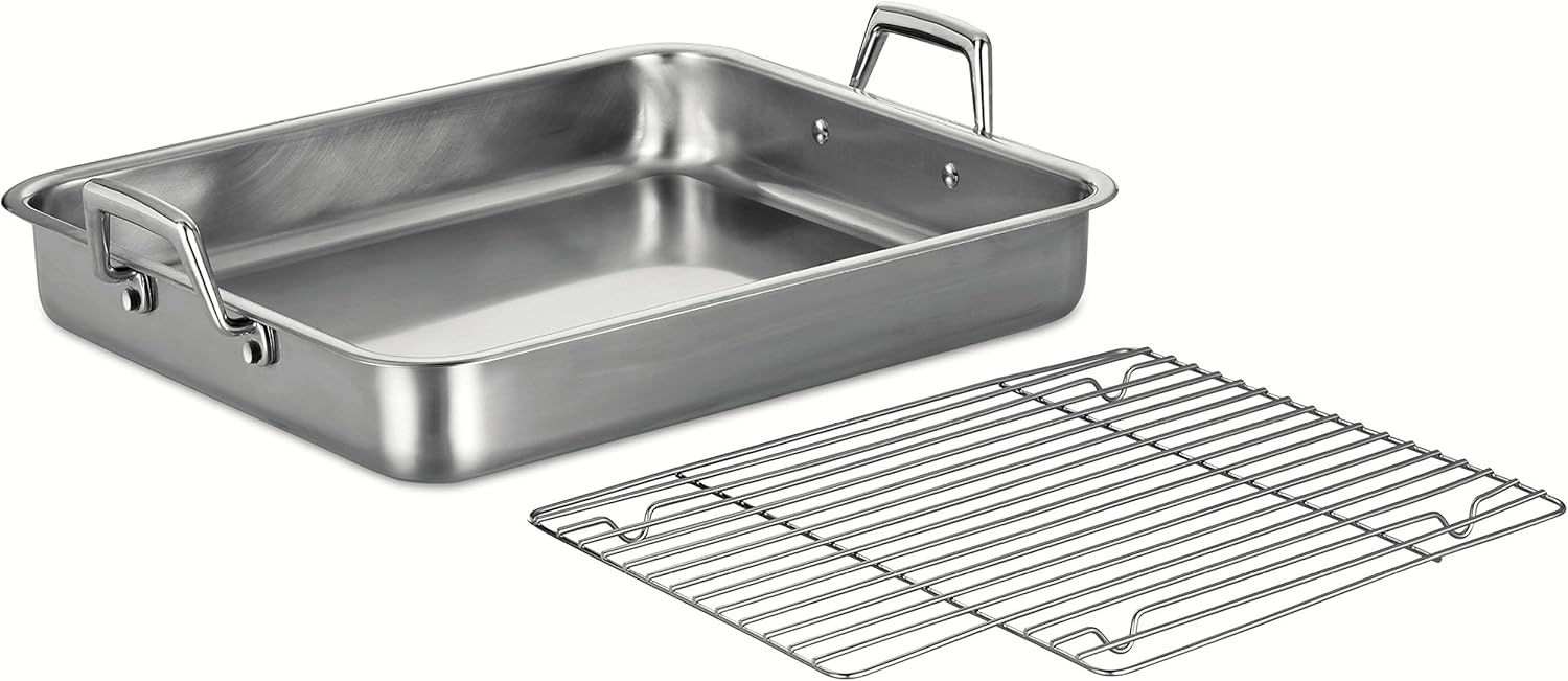 image:imageTramontina 135Inch Stainless Steel Roasting Pan with Rack Turkey Roaster for Oven Dishwasher Safe Made in Brazil165Inch