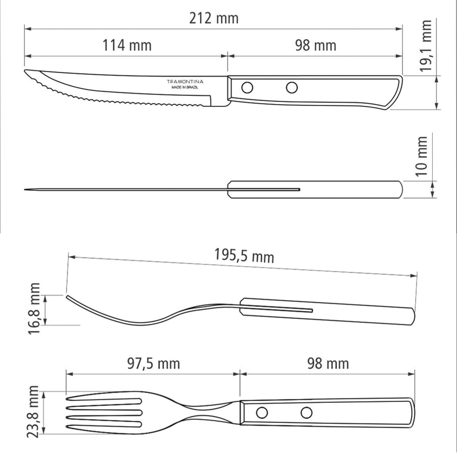 image:imageTramontina 12Pieces Barbecue Set 6 Knives 6 ForksRed