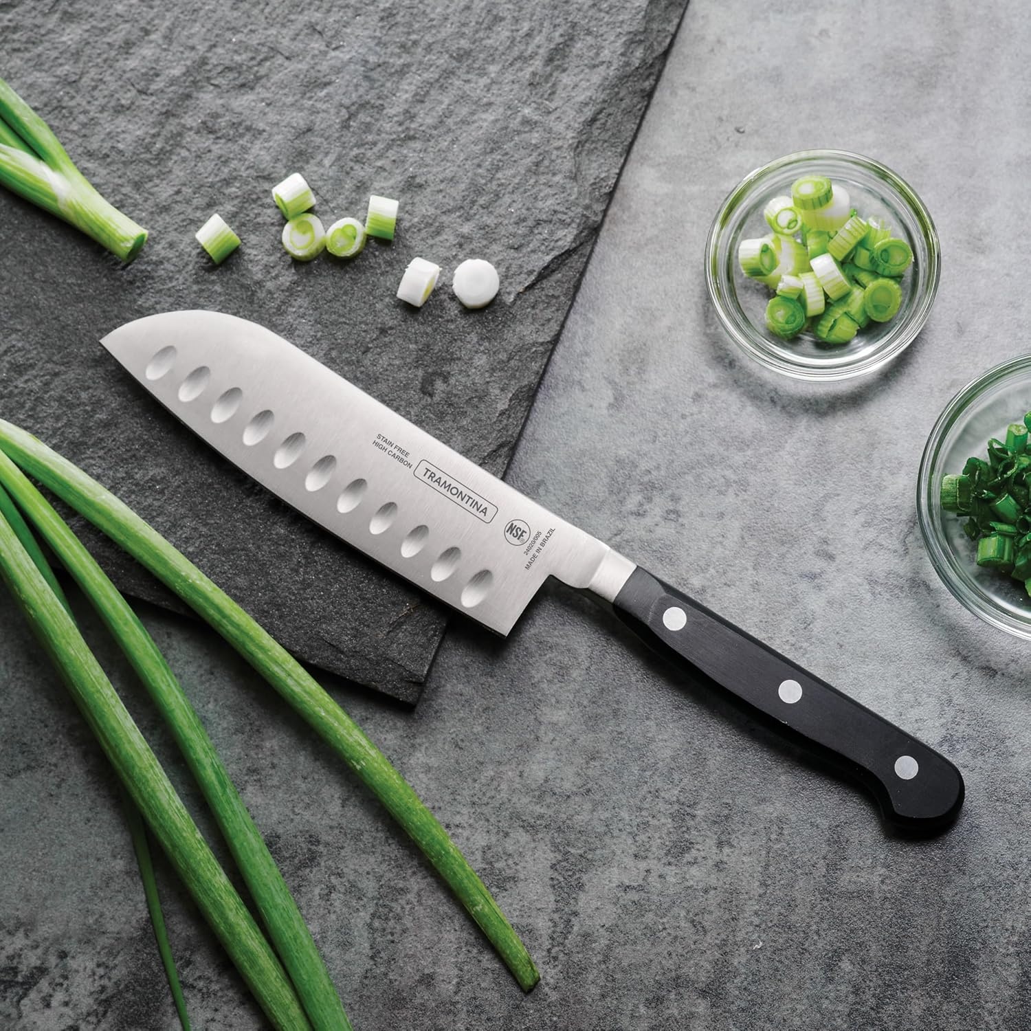 image:imageTramontina Pro Series Forged 8Inch Chef Knife Stainfree HighCarbon Steel Kitchen Knives for Cooking5Inch Santoku Knife