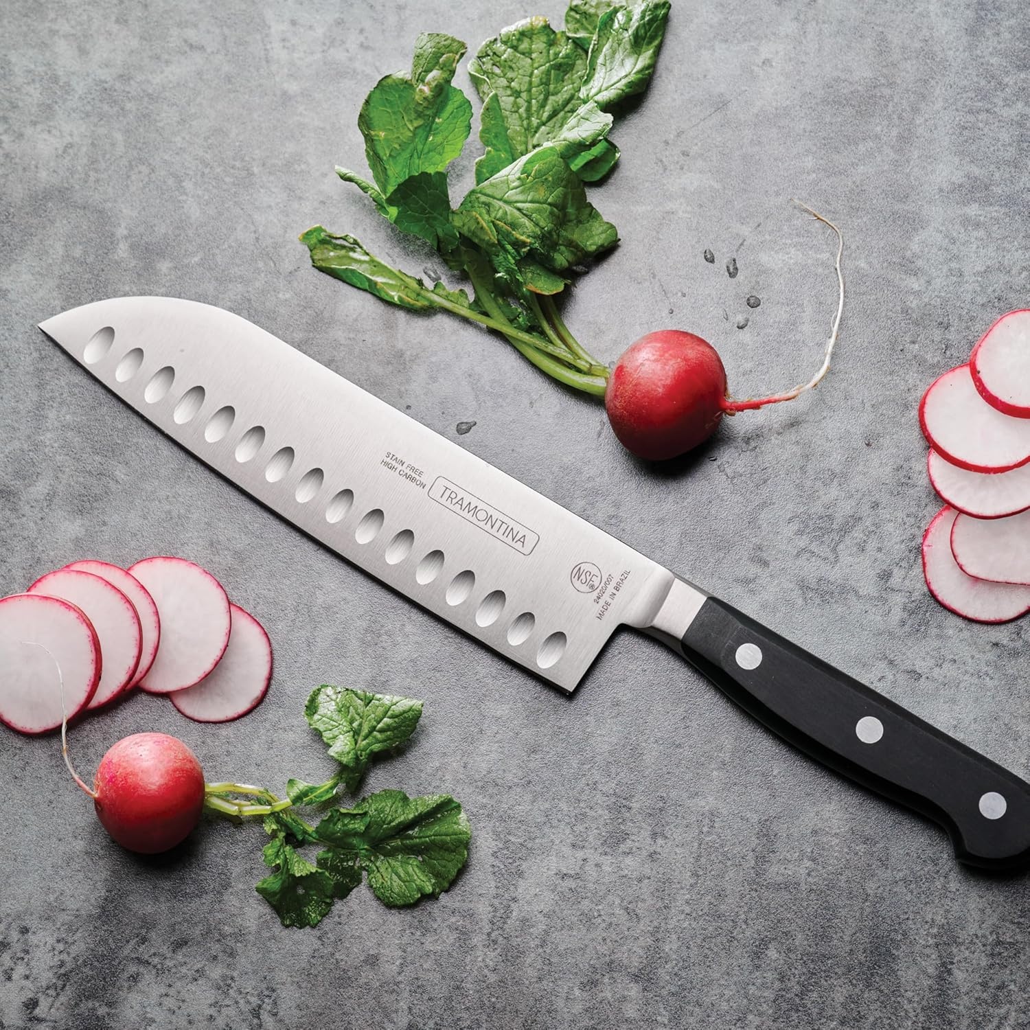 image:imageTramontina Pro Series Forged 8Inch Chef Knife Stainfree HighCarbon Steel Kitchen Knives for Cooking7Inch Santoku Knife
