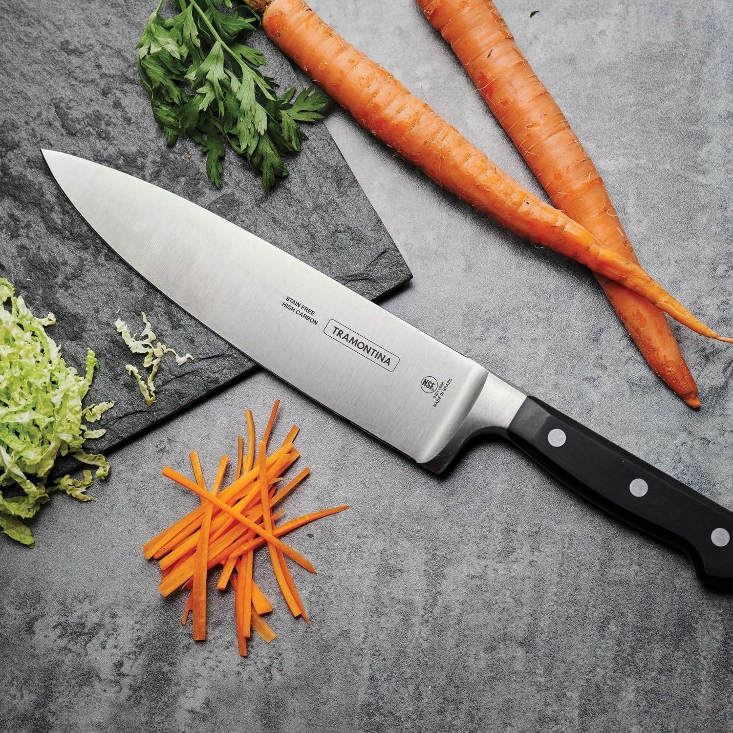 image:imageTramontina Pro Series Forged 8Inch Chef Knife Stainfree HighCarbon Steel Kitchen Knives for Cooking8Inch Chefs Knife