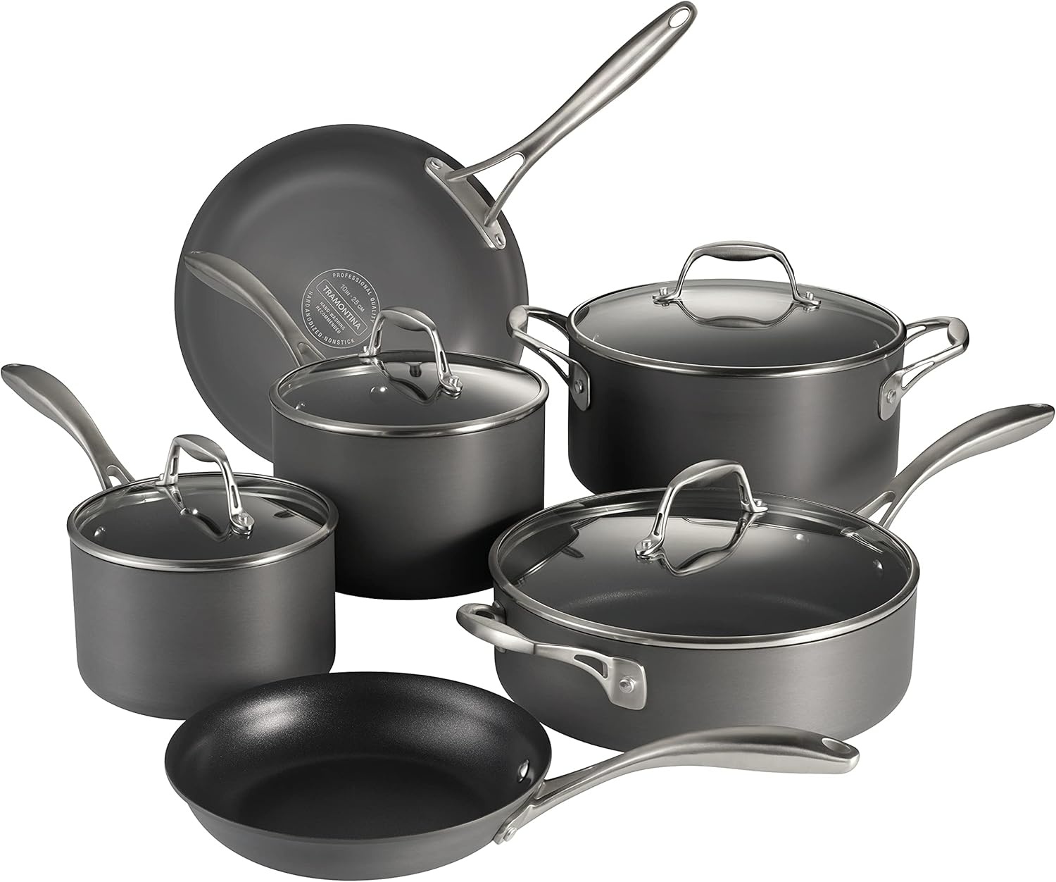 image:imageTramontina OnyxPro Hard Anodized Non Stick 10Piece Cookware Set with Glass Lids Pots and Pans Kitchen Set Oven SafeCookware Set