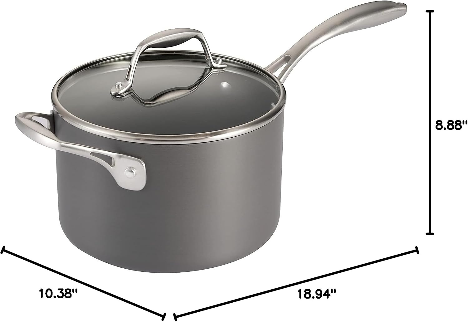 image:imageTramontina OnyxPro Hard Anodized Non Stick 10Piece Cookware Set with Glass Lids Pots and Pans Kitchen Set Oven SafeSauce Pan