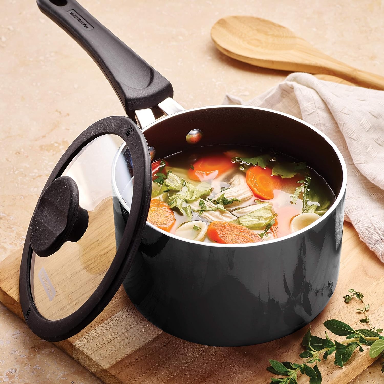 image:imageTramontina Aluminum Non Stick 11Piece Nesting Pots and Pans Set with Lids Naval Kitchen Nonstick Cookware Set Dishwasher and Oven SafeGray