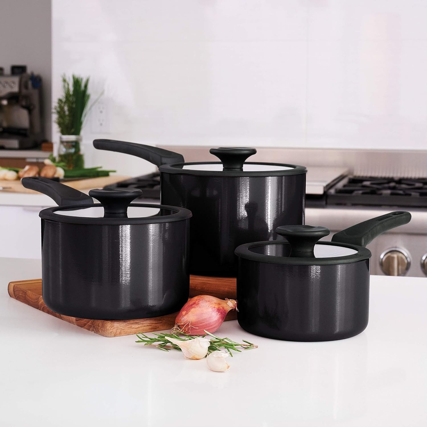 image:imageTramontina Aluminum Non Stick 11Piece Nesting Pots and Pans Set with Lids Naval Kitchen Nonstick Cookware Set Dishwasher and Oven SafeGray