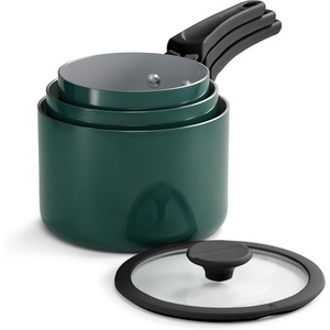 image:imageTramontina Aluminum Non Stick 11Piece Nesting Pots and Pans Set with Lids  Naval Kitchen Nonstick Cookware Set Dishwasher and Oven SafeTeal Ceramic