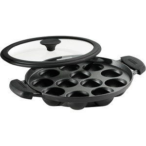 image:imageTramontina Utsava PreSeasoned Cast Iron Appam Pan 12Hole Appe Pan with Lid Great for Paniyaram Takoyaki and more
